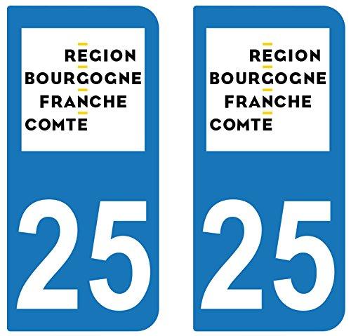 supstick 2 STICKERS AUTOCOLLANT PLAQUE IMMATRICULATION DEPT 25 region Bourgogne-Franche-Comté - supstick.fr