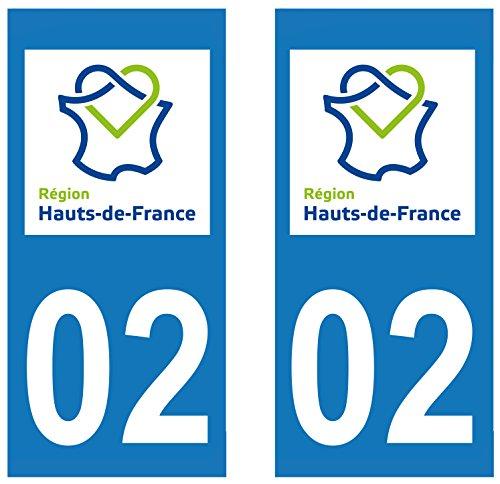 supstick 2 STICKERS AUTOCOLLANT PLAQUE IMMATRICULATION DEPT 02 Hauts de France format rectangulaire - supstick.fr