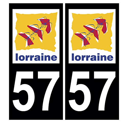 Supstick 2 Stickers Autocollants Plaques Immatriculation Auto Dept 57 Lorraine Noir Angles Carrés