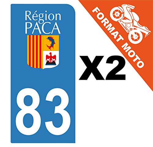 Supstick 2 Stickers Autocollants Plaques Immatriculation Moto Dept 83 Paca Bleu Clair 1 Angle Arrondi
