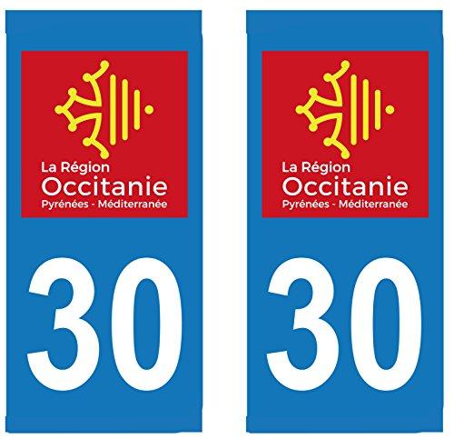 supstick 2 STICKERS AUTOCOLLANT PLAQUE IMMATRICULATION DEPT 30 région Occitanie format rectangulaire - supstick.fr