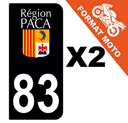 Supstick 2 Stickers Autocollants Plaques Immatriculation Moto Dept 83 Paca Noir 2 Angles Arrondis