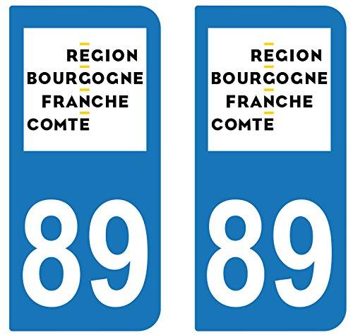 supstick 2 Stickers Autocollant Plaque IMMATRICULATION DEPT 89 Region Bourgogne-Franche-Comté - supstick.fr