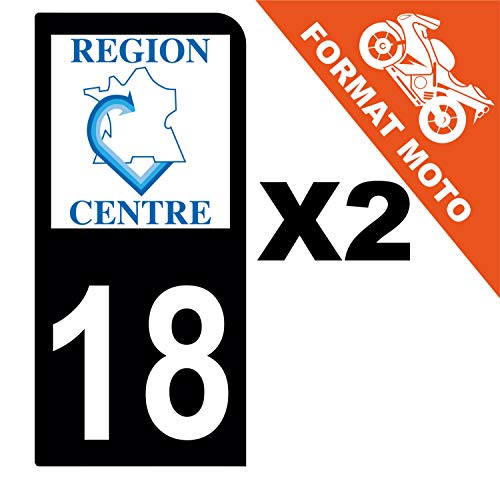 Supstick 2 Stickers Autocollants Plaques Immatriculation Moto Dept 18 Centre Noir 1 Angle Arrondi