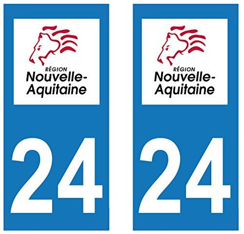 supstick 2 STICKERS AUTOCOLLANT PLAQUE IMMATRICULATION DEPT 24 Nouvelle-Aquitaine format rectangulaire - supstick.fr