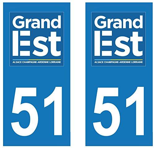 supstick 2 STICKERS AUTOCOLLANT PLAQUE IMMATRICULATION DEPT 51 Grand Est format rectangulaire - supstick.fr