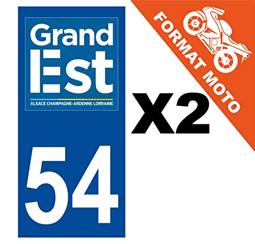 Supstick 2 Stickers Autocollants Plaques Immatriculation Moto Dept 54 Grand Est Bleu Foncé Angles Carrés