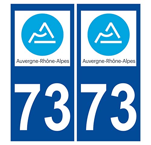 Supstick 2 Stickers Autocollants Plaques Immatriculation Auto Dept 73 Auvergne Rhône Alpes Bleu Foncé Angles Carrés