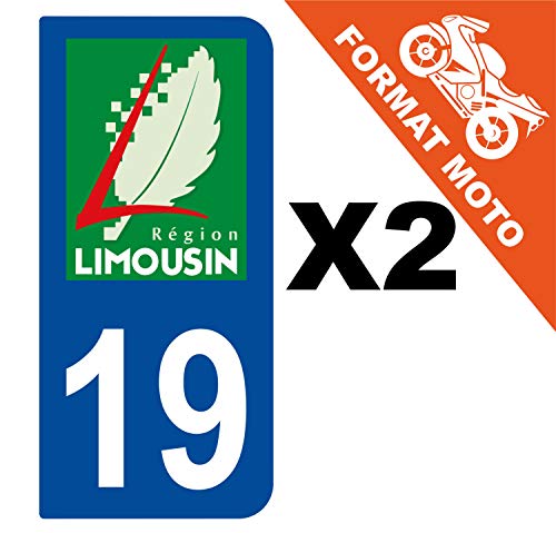 Supstick 2 Stickers Autocollants Plaques Immatriculation Moto Dept 19 Limousin Bleu Foncé 2 Angles Arrondis