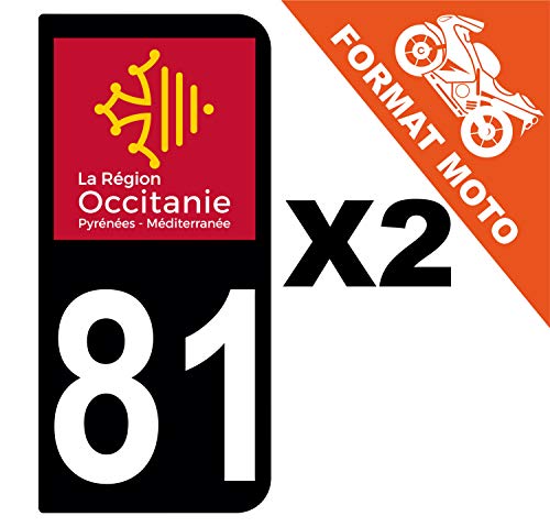 Supstick 2 Stickers Autocollants Plaques Immatriculation Moto Dept 81 Occitanie Noir 2 Angles Arrondis