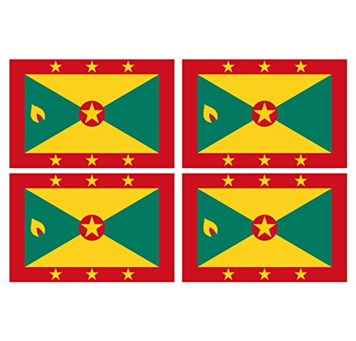 Supstick Lot de 4 Autocollants Stickers Drapeau de Pays Nation Grenade Format 12x8cm