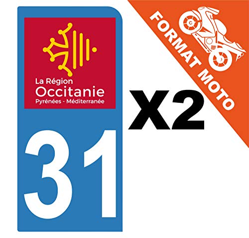 Supstick 2 Stickers Autocollants Plaques Immatriculation Moto Dept 31 Occitanie Bleu Clair 1 Angle Arrondi