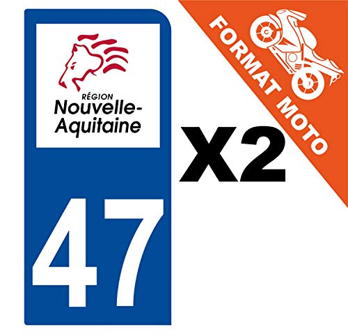 Supstick 2 Stickers Autocollants Plaques Immatriculation Moto Dept 47 Nouvelle Aquitaine Bleu Foncé 1 Angle Arrondi