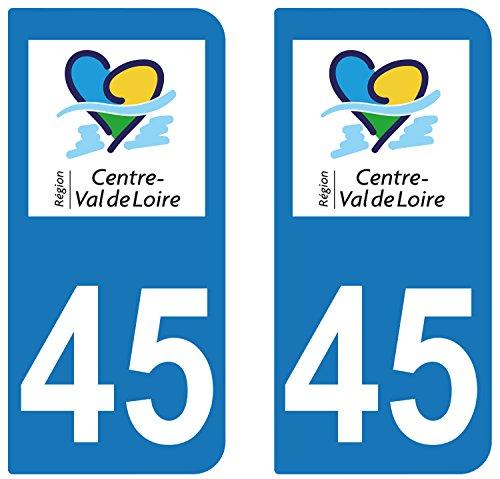 supstick 2 STICKERS AUTOCOLLANT PLAQUE IMMATRICULATION DEPT 45 region Centre-Val de Loire - supstick.fr
