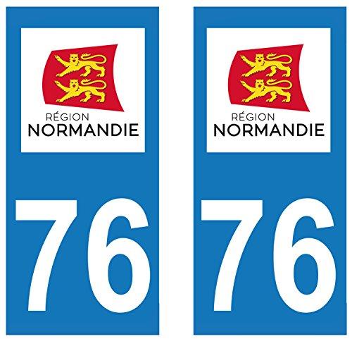 supstick 2 STICKERS AUTOCOLLANT PLAQUE IMMATRICULATION DEPT 76 Normandie format rectangulaire - supstick.fr