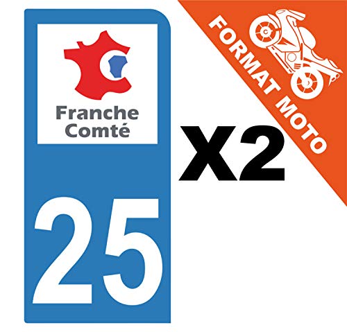 Supstick 2 Stickers Autocollants Plaques Immatriculation Moto Dept 25 Franche Comté Bleu Clair 1 Angle Arrondi