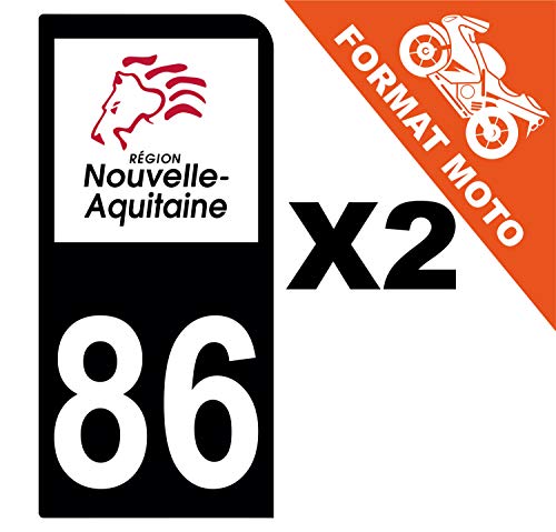 Supstick 2 Stickers Autocollants Plaques Immatriculation Moto Dept 86 Nouvelle Aquitaine Noir 1 Angle Arrondi