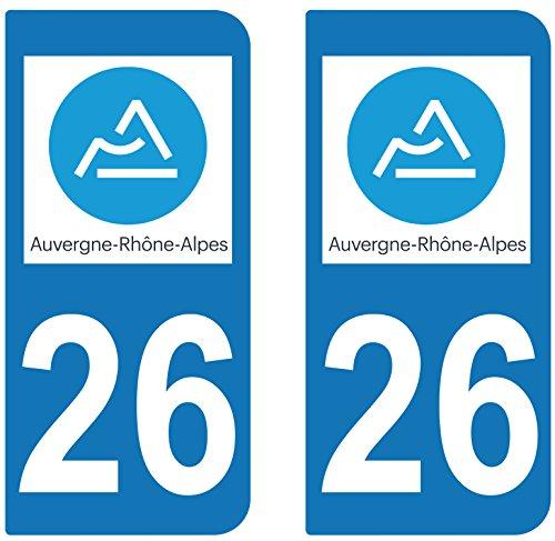 supstick 2 STICKERS AUTOCOLLANT PLAQUE IMMATRICULATION DEPT 26 Auvergne-Rhône-Alpes - supstick.fr