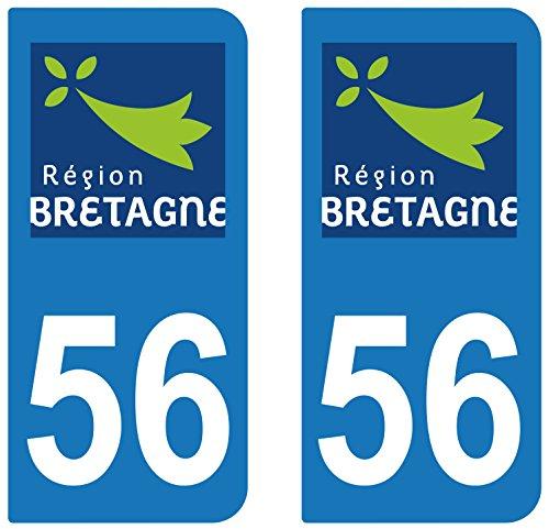 supstick 2 STICKERS AUTOCOLLANT PLAQUE IMMATRICULATION DEPT 56 Région Bretagne - supstick.fr