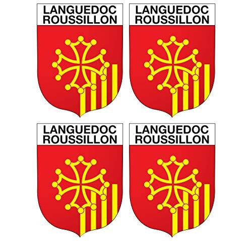 Supstick Lot de 4 Autocollants Stickers Blason de région département Languedoc Roussillon Format 5x4cm - supstick.fr