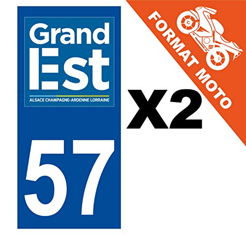 Supstick 2 Stickers Autocollants Plaques Immatriculation Moto Dept 57 Grand Est Bleu Foncé Angles Carrés