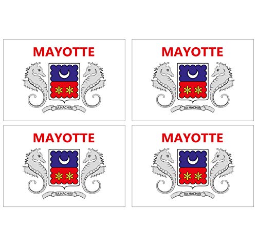 Supstick Lot de 4 Autocollants Stickers Drapeau de Pays Nation Mayotte Format 12x8cm