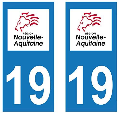 supstick 2 STICKERS AUTOCOLLANT PLAQUE IMMATRICULATION DEPT 19 Nouvelle-Aquitaine format rectangulaire - supstick.fr