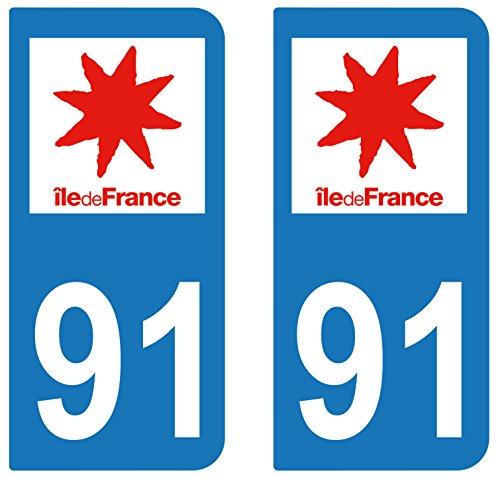 supstick 2 STICKERS AUTOCOLLANT PLAQUE IMMATRICULATION DEPT 91 Région île-de-France - supstick.fr