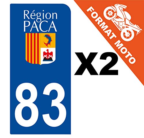 Supstick 2 Stickers Autocollants Plaques Immatriculation Moto Dept 83 Paca Bleu Foncé 1 Angle Arrondi
