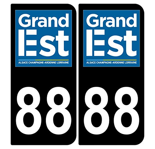 Supstick 2 Stickers Autocollants Plaques Immatriculation Auto Dept 88 Grand Est Noir Angles Arrondis