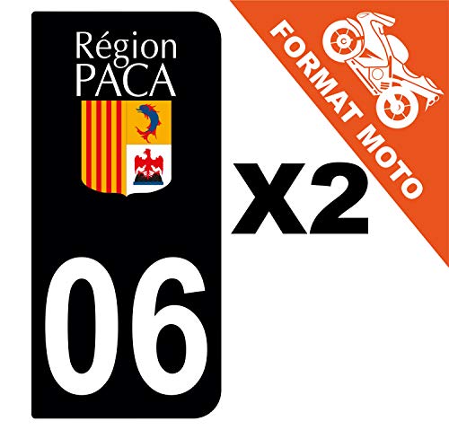 Supstick 2 Stickers Autocollants Plaques Immatriculation Moto Dept 06 Paca Noir 2 Angles Arrondis