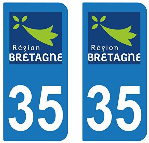 supstick 2 STICKERS AUTOCOLLANT PLAQUE IMMATRICULATION DEPT 35 Région Bretagne - supstick.fr