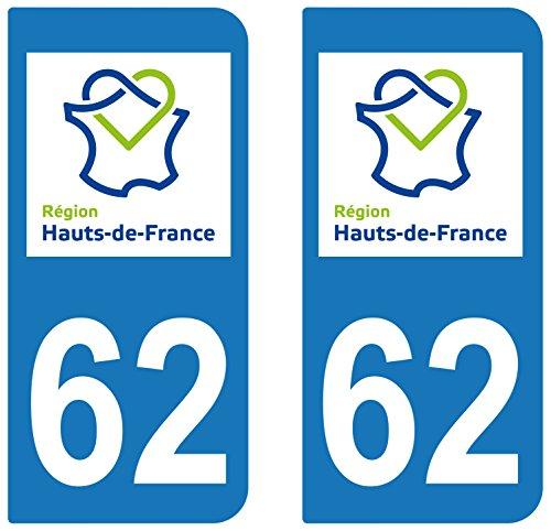 supstick 2 STICKERS AUTOCOLLANT PLAQUE IMMATRICULATION DEPT 62 Hauts de France - supstick.fr