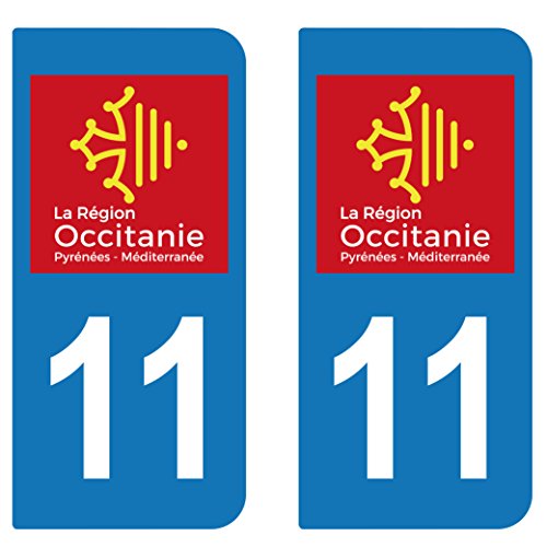 SupStick 2 STICKERS AUTOCOLLANT PLAQUE IMMATRICULATION DEPARTEMENT De l'Aude 11 REGION OCCITANIE