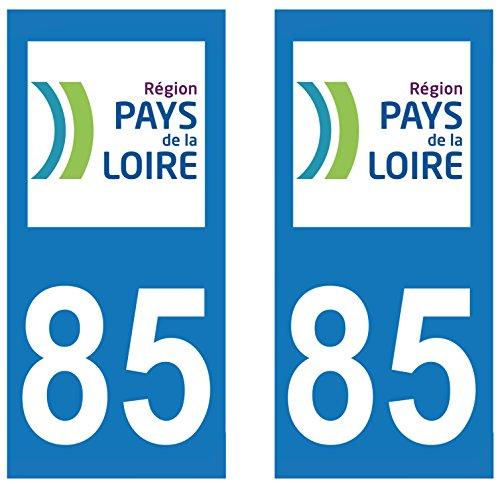 supstick 2 STICKERS AUTOCOLLANT PLAQUE IMMATRICULATION DEPT 85 Région Pays de la Loire format rectangulaire - supstick.fr
