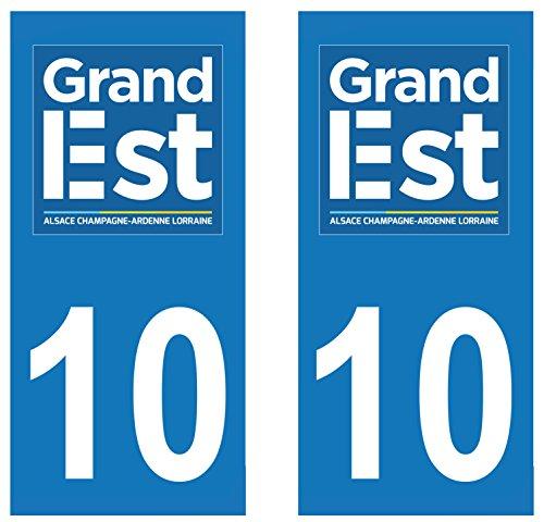 supstick 2 STICKERS AUTOCOLLANT PLAQUE IMMATRICULATION DEPT 10 Grand Est format rectangulaire - supstick.fr