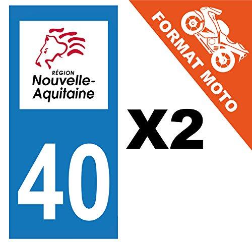 supstick 2 Stickers Autocollant Plaque IMMATRICULATION Moto DEPT 40 Nouvelle-Aquitaine Format rectangulaire - supstick.fr