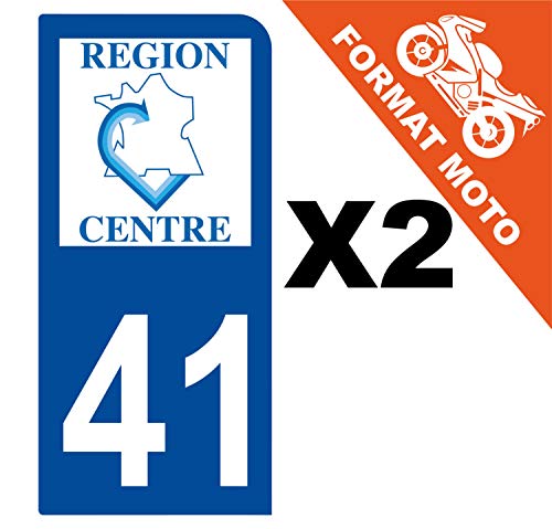 Supstick 2 Stickers Autocollants Plaques Immatriculation Moto Dept 41 Centre Bleu Foncé 1 Angle Arrondi