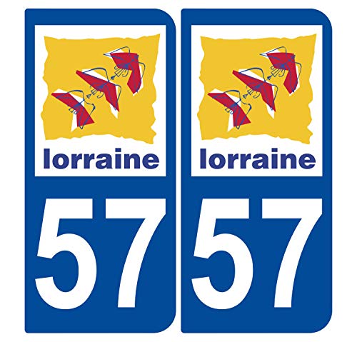 Supstick 2 Stickers Autocollants Plaques Immatriculation Auto Dept 57 Lorraine Bleu Foncé Angles Arrondis