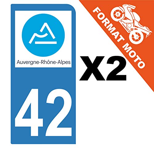 Supstick 2 Stickers Autocollants Plaques Immatriculation Moto Dept 42 Auvergne Rhône Alpes Bleu Clair 1 Angle Arrondi