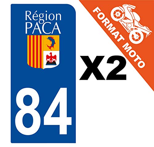 Supstick 2 Stickers Autocollants Plaques Immatriculation Moto Dept 84 Paca Bleu Foncé 1 Angle Arrondi