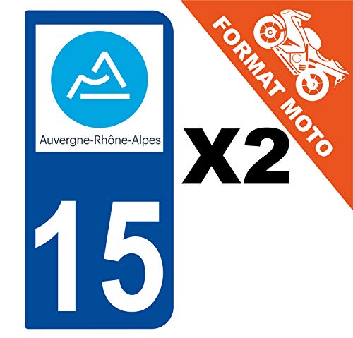 Supstick 2 Stickers Autocollants Plaques Immatriculation Moto Dept 15 Auvergne Rhône Alpes Bleu Foncé 2 Angles Arrondis