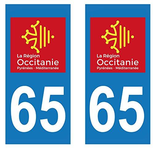supstick 2 STICKERS AUTOCOLLANT PLAQUE IMMATRICULATION DEPT 65 région Occitanie format rectangulaire - supstick.fr