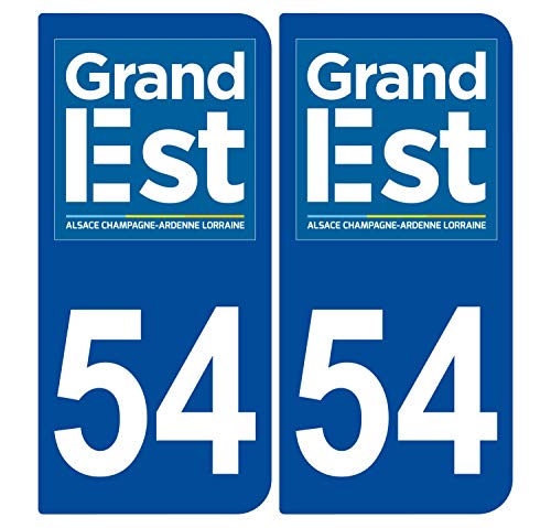 Supstick 2 Stickers Autocollants Plaques Immatriculation Auto Dept 54 Grand Est Bleu Foncé Angles Arrondis