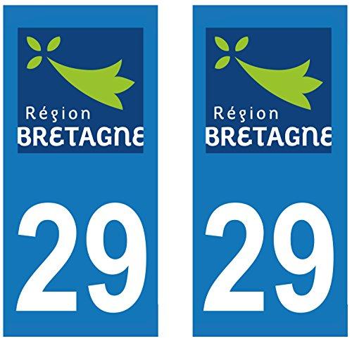 supstick 2 STICKERS AUTOCOLLANT PLAQUE IMMATRICULATION DEPT 29 Région Bretagne format rectangulaire - supstick.fr