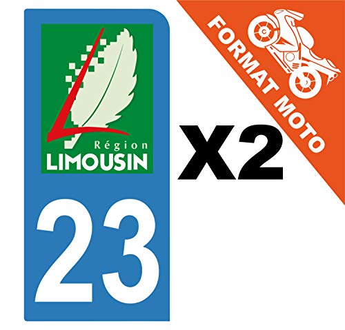 Supstick 2 Stickers Autocollants Plaques Immatriculation Moto Dept 23 Limousin Bleu Clair 1 Angle Arrondi