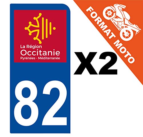 Supstick 2 Stickers Autocollants Plaques Immatriculation Moto Dept 82 Occitanie Bleu Foncé 1 Angle Arrondi