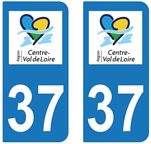 supstick 2 STICKERS AUTOCOLLANT PLAQUE IMMATRICULATION DEPT 37 region Centre-Val de Loire - supstick.fr
