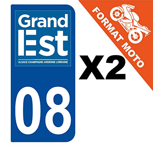 Supstick 2 Stickers Autocollants Plaques Immatriculation Moto Dept 08 Grand Est Bleu Foncé 2 Angles Arrondis