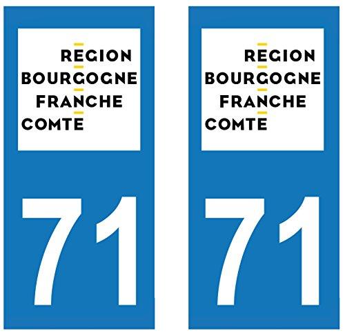 supstick 2 STICKERS AUTOCOLLANT PLAQUE IMMATRICULATION DEPT 71 region Bourgogne-Franche-Comté format rectangulaire - supstick.fr